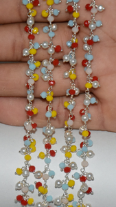 Top Quality 100% Silver Plated 5 Color Multi Glass Beads Cluster <b>Rosary</b> Chain Thick Beaded Chain for Jewelry Making - Product Image 2