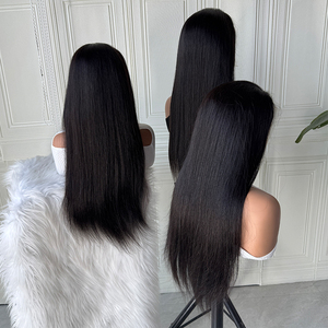 Peluca de Cabello Humano Liso, Color Negro Natural, 13x4 13x6, Peluca con Frente de Encaje HD, Pre-Desplumada, Nudos Decolorados, Densidad Completa - Product Image 1
