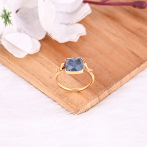 Cojín de cianita de musgo Natural de Plata de Ley 925, piedra preciosa hecha a mano, anillo de diseñador chapado en oro apilable, joyería, regalos para mamá - Product Image 4