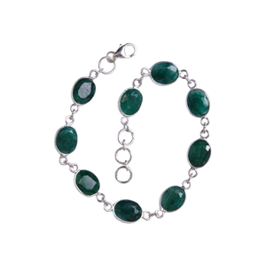 <b>925</b> <b>Sterling</b> <b>Silver</b> Boho Style Classic <b>Bracelet</b> Handmade Best Quality Solid Emerald Gemstone Rhodium Plated Spinner <b>Bracelet</b> - Product Image 1