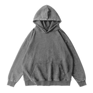 Logo personnalisé Street Hip-Hop 350gsm 100% coton éponge française poids lourd pull uni Vintage lavage à l'acide en détresse respirant - Product Image 5