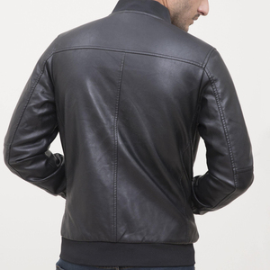 Veste en cuir noir personnalisable par le fabricant direct, col en PU, manches longues, style urbain d'hiver, vêtements de neige, ODM haut de gamme, bleu gris - Product Image 4