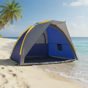 Tenda da spiaggia Nat Geo per 2 persone, resistente alla pioggia, grigia con blu - Product Image 6