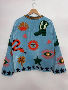 Handmade Suzani Embroidered Cotton <b>Jacket</b> <b>Kantha</b> Stitch Bohemian CoatEmbroidered Velvet <b>Jacket</b> - Product Image 6