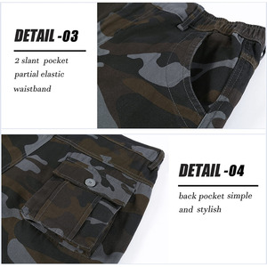 Vente en gros Short de jogging personnalisé 100% coton avec taille élastique brodée Short cargo solide à motif vintage pour homme - Product Image 5