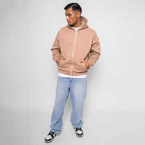 Sweat à capuche zippé unisexe de luxe surdimensionné 380 g/m² en molleton bouclette épais, personnalisable avec logo, streetwear hiver pour homme grande taille - Product Image 5