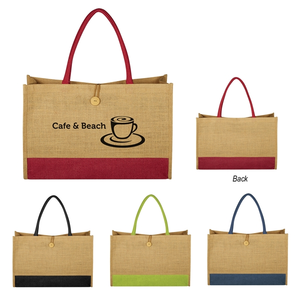 Sac fourre-tout en jute écologique lavable de qualité supérieure personnalisé avec conception d'impression personnalisée pour l'utilisation de cadeaux de plage - Product Image 6