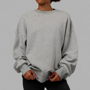 Sweat-shirt en molleton basique pour femmes, mélange de coton et de polyester, col rond, manches longues, pull ample, coupe décontractée, vêtement élégant - Product Image 3