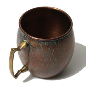Copper Moscow Mule Modern Design <b>Large</b> Drinking <b>Mug</b> & Strong Brass Gold Plated Handle for Home Bar Hotel Restaurant Use - Product Image 1