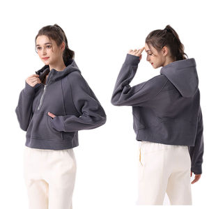 OEM Serviced Winter Casual Plain Custom Embroidery Front Custom Streetwear Half Zip Polyester Cotton <b>Hoodie</b> <b>Women's</b> Wholesale - Product Image 2