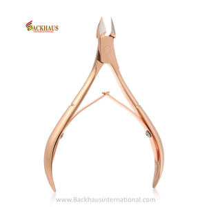 Pince coupe-ongles en or rose de 4 pouces pour manucure et pédicure Pince à cuticules avec lames tranchantes en acier inoxydable pour doigts - Product Image 1