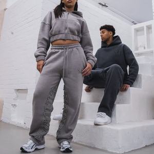 Survêtements d'hiver personnalisés brodés pour hommes et femmes, survêtement en tricot lourd de 400 g/m², vente chaude - Product Image 2