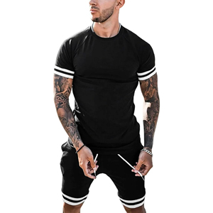 Conjunto de ropa deportiva personalizada para hombre que incluye camiseta transpirable y pantalones cortos con estilo atlético para hacer ejercicio y moda callejera - Product Image 3
