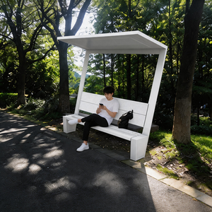 Banco <span class=keywords><strong>de</strong></span> Parque Moderno para Exteriores con Toldo |   Asientos Públicos Inteligentes con Energía Solar y Carga USB para Parques y Ríos - Product Image 4