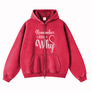 Sweat à capuche personnalisé lavé à l'acide pour garçons fermeture éclair grande taille à manches longues sérigraphié logo sweats à capuche à la mode pour adulte - Product Image 1