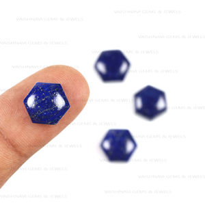 Meilleure qualité 10mm hexagone dos plat calibré Cabochon naturel bleu Lapis Lazuli Quartz en vrac pour la fabrication de bijoux directe - Product Image 6
