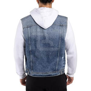 2025 couleur unie décontracté hommes lavage à l'acide jean veste avec col montant et Logo avant séchage rapide respirant de haute qualité - Product Image 2