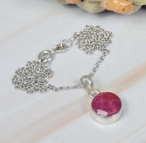 Pendentif pierre précieuse rubis meilleur cadeau d'anniversaire pour les filles de la mode pendentif en argent Sterling 925 avec 925 timbre pendentif en argent bijoux - Product Image 3