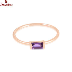 เครื่องประดับเงินแท้ 925 ชุบทองคำสีกุหลาบ ประดับพลอยแอมะทิสต์ธรรมชาติ ดีไซน์เรียบหรู ทันสมัย คลาสสิก เหมาะสำหรับเป็นแหวนแต่งงาน - Product Image 3