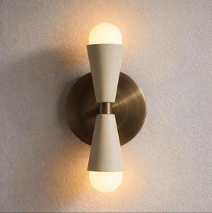 Applique murale moderne en laiton CH avec abat-jour en marbre blanc, luminaire décoratif pour entrée intérieure - Product Image 4
