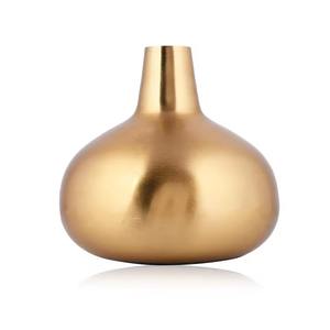 Vase décoratif en métal doré minimaliste et contemporain pour hôtel, restaurant, hall et décoration intérieure haut de gamme en provenance d'Inde - Product Image 1