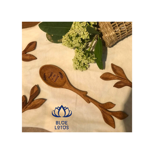 Meilleure vente graver des ensembles de cuillères en bois antiadhésives avec manche court/long et styles personnalisés pour la vente en gros de lotus bleu - Product Image 2