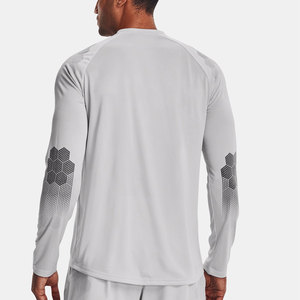 100% poliéster hombres Slim Fit sólido cuello redondo poliéster gris camiseta - Product Image 4