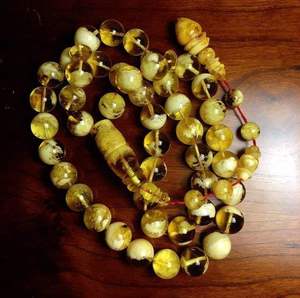 Chapelet turquoise écologique en résine naturelle peint à la main, perles de prière Tasbih en gros - Product Image 1