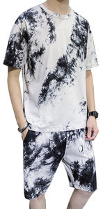 Venta al por mayor personalizado de los hombres de manga larga de cuello redondo sudadera y pantalones cortos conjunto de chándal Co-Ord Tie Dye verano conjunto de pantalones cortos - Product Image 3