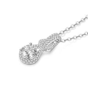 Collier solitaire classique en argent sterling plaqué rhodium Jeulia avec moissanite - Product Image 2