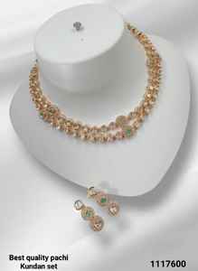 INDIAN TRADITIONAL and FASHIONABLE COPPER <b>JEWELLERY</b> BRIDAL WEDDING <b>JEWELLERY</b> <b>SET</b> for WOMEN EARRINGS and NECKLACE <b>SET</b> - Product Image 4