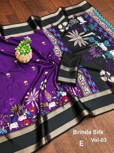 Vente en gros de vêtements indiens et pakistanais Dola Silk Kalamkari Digital Print Saree Meilleurs prix en Inde - Product Image 6