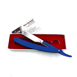 Navaja de Afeitar Recta Azul de Acero Inoxidable con Impresión de Logotipo Personalizado, Navajas de Afeitar Profesionales para Barbería - Product Image 1