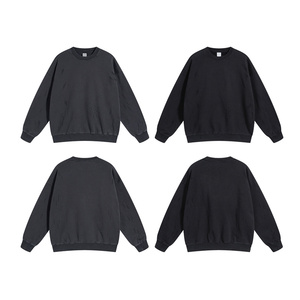 Sudaderas de cuello redondo para hombre, logotipo personalizado, lavado ácido, peso pesado, 430gsm, algodón, sudaderas de gran tamaño con hombros caídos - Product Image 2