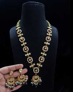 Haute qualité Kundan plaqué or bijoux femmes Long collier ensemble luxe Vintage Style haut indien mariages fêtes - Product Image 5