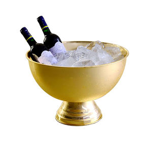 Refroidisseur de vin de fête en métal personnalisé mini seau à glace à champagne en acier inoxydable de luxe en or avec poignées annulaires flexibles - Product Image 5