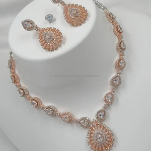 Classic American Diamond Bridal Jewelry <b>Set</b> Two-Piece <b>Necklace</b> <b>and</b> <b>Earrings</b> for Wedding Fashionable Classic Style - Product Image 1