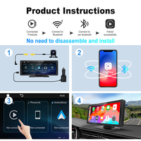 Monitor de coche táctil IPS de 10,26 pulgadas DVR Blackbox inalámbrico Carplay Android portátil MP5 Multimedia GPS reproductor de DVD Universal para coche