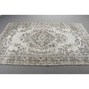 Alfombra de 5,4x8,5 pies, Alfombra Turca Vintage, Alfombra Marroquí Blanca - Product Image 2