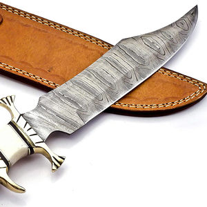 Premium Quality Stainless Steel Hunting Bowie & Camping <b>Knife</b> with Serrated Edge White <b>Bone</b> <b>Handle</b> Handmade Leather Sheath - Product Image 4