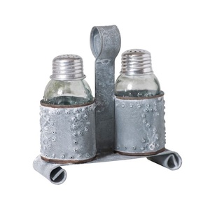 Caddy de sal y pimienta de Metal, Caddy hecho a mano de primera calidad, forma personalizada, artículos de cocina, encimera, sal de hierro, Caddy - Product Image 3