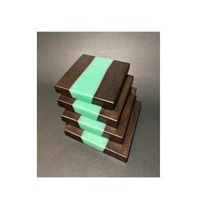 Wooden and Resin Coaster With Holder Resin <b>Beer</b> Coaster for Green Color with square Shape and at Best Price - Product Image 6
