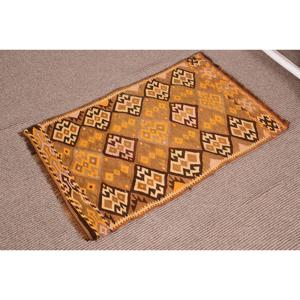 Kilim Turkish Rug, 1.9x3.1 ft Vintage Rug, <b>Brown</b> Polka dot <b>Wool</b> Rug - Product Image 2