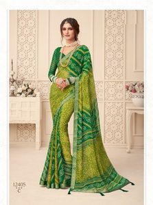 Nueva colección Sari de gasa con borde adjunto Jari y borlas tejidas para mujeres venta en línea - Product Image 4