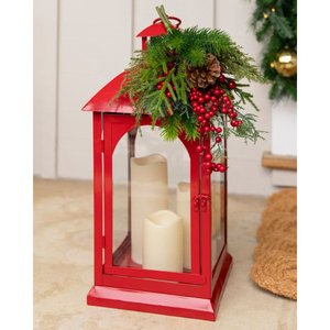 Linterna de portavelas de Metal de Color rojo para decoración del hogar Vintage con tapa linterna de Metal de alta calidad para organizador de Navidad a bajo precio - Product Image 1