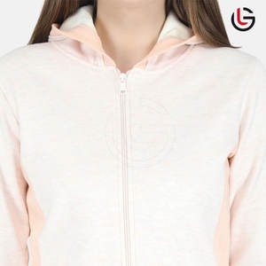 ชุดวอร์มผ้าฟลีซสีล้วนของผู้หญิงผ้าคอตตอนผสมโพลีเอสเตอร์สีทึบออกแบบได้ตามต้องการสำหรับกลางแจ้งฤดูหนาวแบบมีฮู้ด - Product Image 4