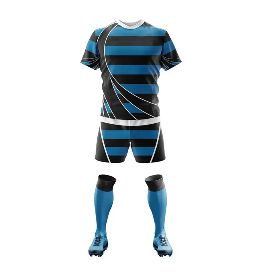 Nieuwste Ontwerp Rugby Uniform Ontwerp Uw Eigen Rugby Jersey En Shorts Sublimatie Duurzaam Korte Mouw Rugby Uniform Voor Volwassenen
