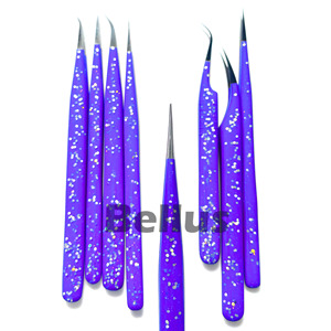 แหนบถอนขนตาทำจากสเตนเลสสตีลที่มีความแม่นยำระดับมืออาชีพเครื่องมือแยกผิวด้านทำจากเส้นไหมพร้อมผิวเคลือบกลิตเตอร์ออกแบบโลโก้ได้ตามต้องการ - Product Image 4