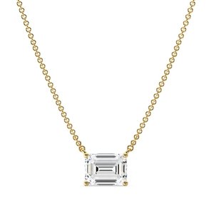 Emerald Solitaire Pendant <b>Necklace</b> - Product Image 1