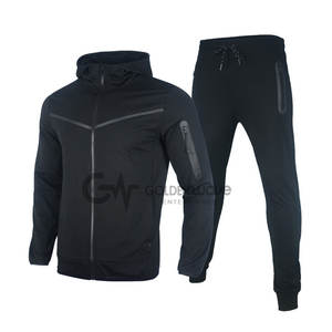 Conjunto de ropa deportiva informal con capucha para hombre, chaqueta con cremallera de primavera, pantalones largos, chándal de gimnasio sólido para voleibol, ropa deportiva de otoño - Product Image 1